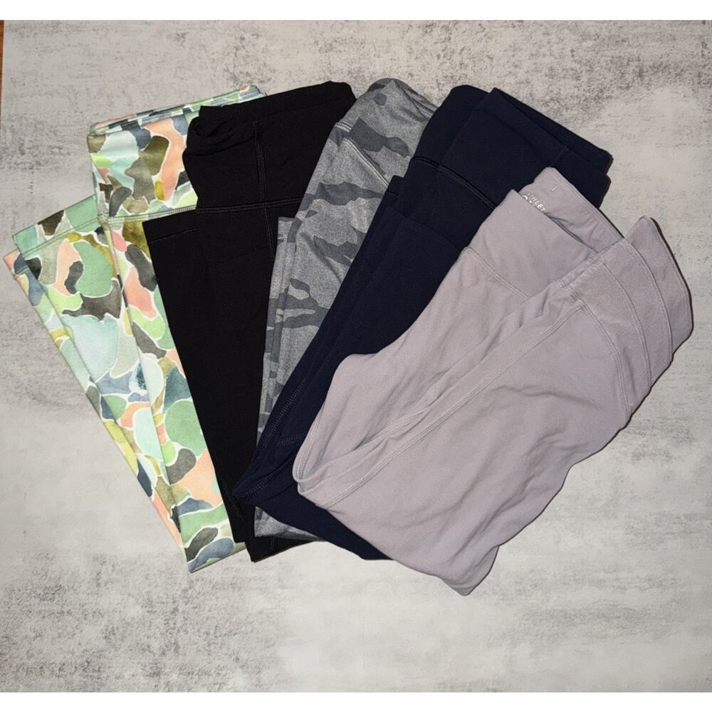 Athleta Girls Lot Of 5 Capri‎ Tights Size L 12 Large Multi Pull On